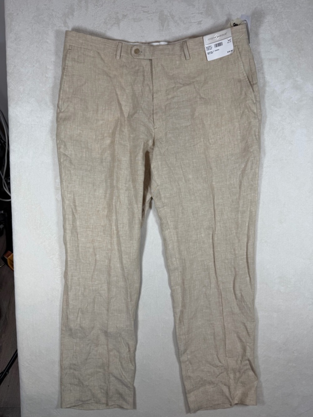 Brand New NWT Joseph Abboud 100% Linen 42W 32L Men's Beige Linen-Blend Chinos
